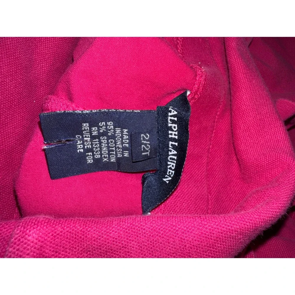 Ralph Lauren Toddler Girls Pink Ruffle Skort Size 2T Cotton Pique Yellow Pony